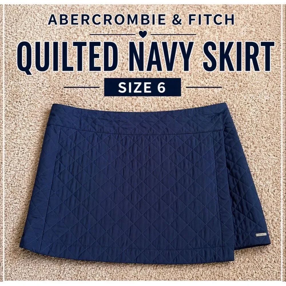 Abercrombie & Fitch Quilted Navy Skirt Size 6 Mini Wrap Preppy Classic
